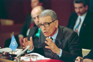 Boutros-Ghali at UN headquarters, 1 February 1994 (UN Photo, Milton Grant) 