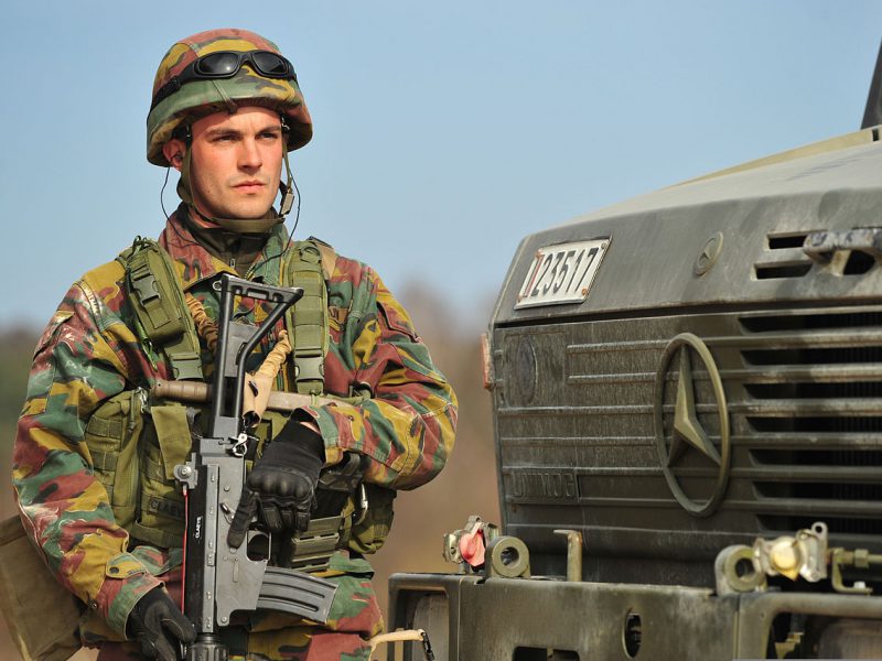 Belgian soldier during an exercise in Germany